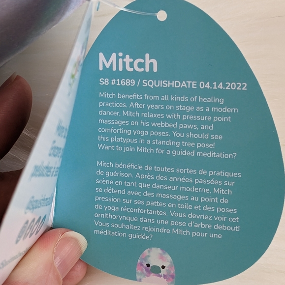 💜NWT Squishmallows Mitch the Tie Dye Platypus, 8 inches - Picture 7 of 11